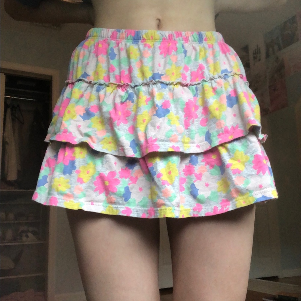 pastel floral miniskirt